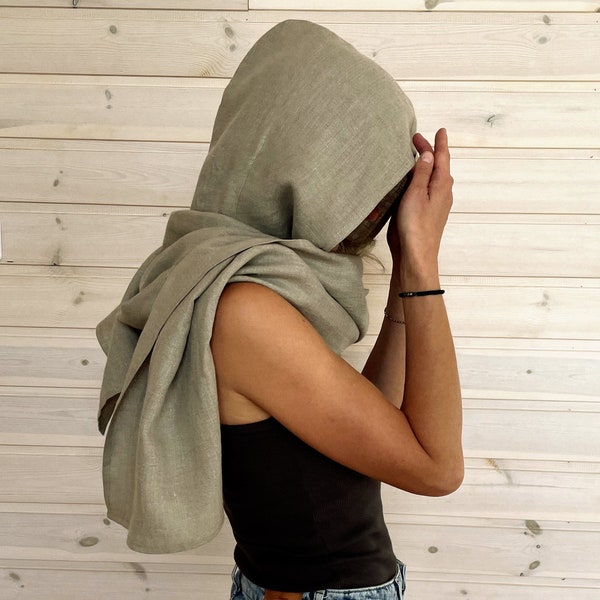 Hooded Linen Scarf / Rain Or Shine Hooded Scarf