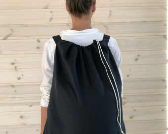 Sac à dos de blanchisserie XXL / Sac à linge en lin naturel / Cadeau écologique