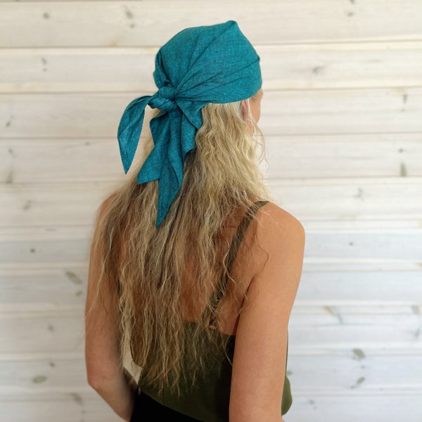 Turquoise Linen Bandana