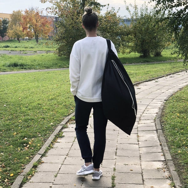 Sac à linge extra large avec sangle 100% lin naturel / cadeau pour lui