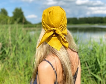 Mustard Linen Bandana