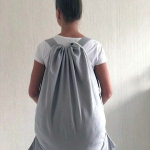 Extra Large Laundry Bag with Two Straps 100% Natural Linen / Laundry Bag Backpack / Eco Friendly Gift image 5