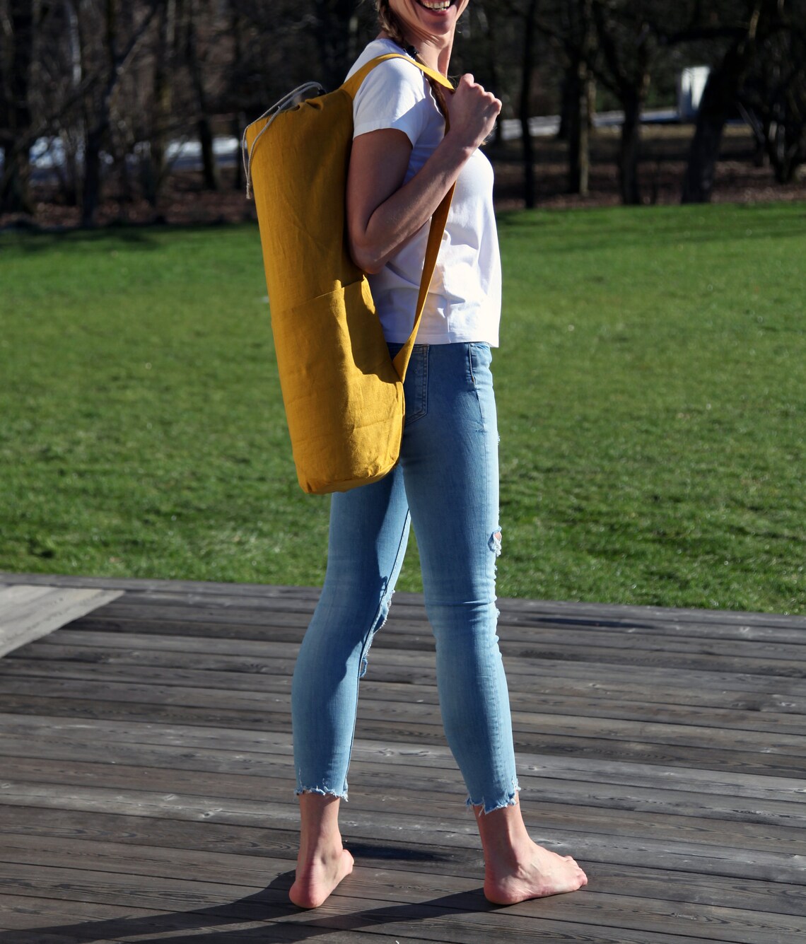 Linen Yoga Bag / Eco Yoga Bag for Mat / Natural Linen Yoga Mat Etsy