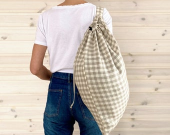 Large Linen Laundry Bag / Fax Camp Bag / Linen Storage Bag