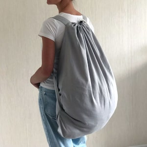Extra Large Laundry Bag with Two Straps 100% Natural Linen / Laundry Bag Backpack / Eco Friendly Gift image 6