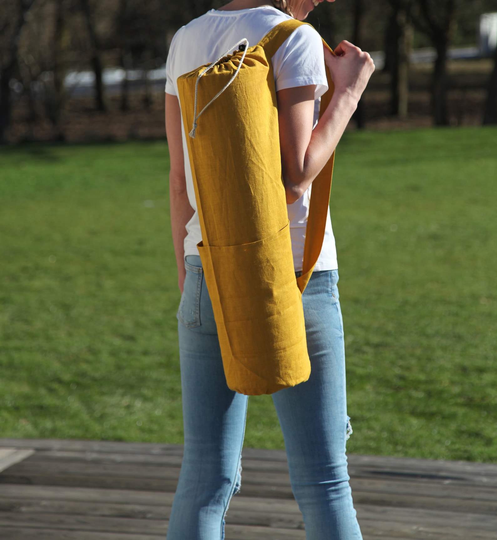 Linen Yoga Bag / Eco Yoga Bag for Mat / Natural Linen Yoga Mat Etsy