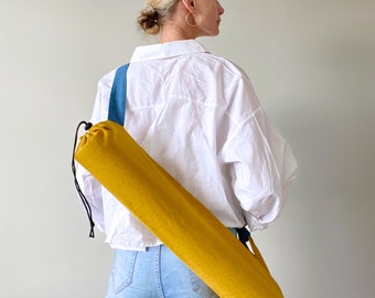 For THIN YOGA MATS  Lightweight Simple Yoga Mat Carrier Bag / Natural Linen yoga mat bag / Yoga lovers