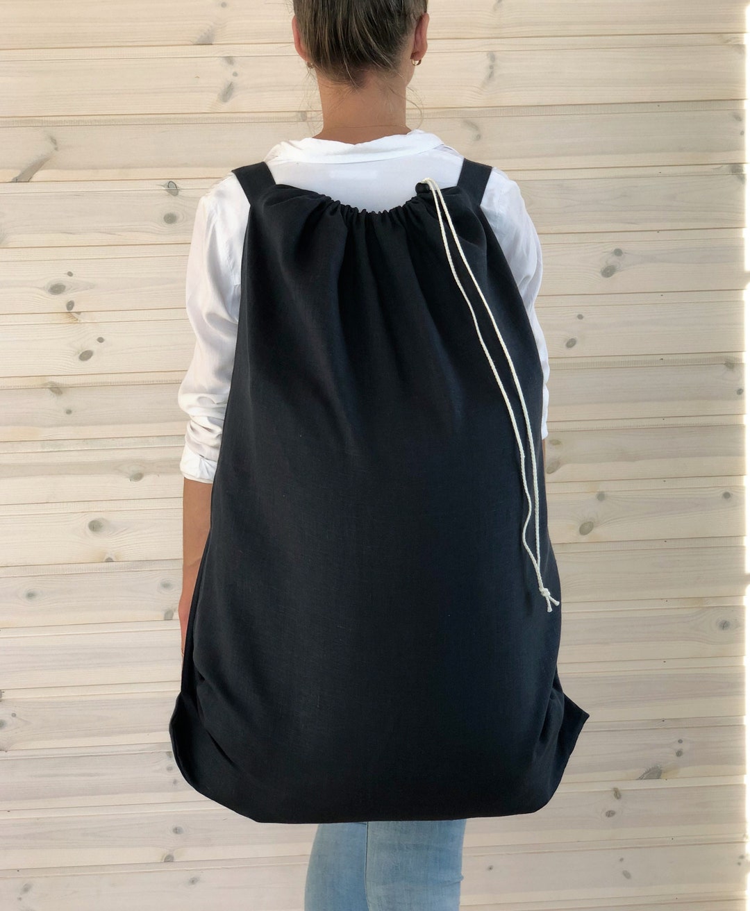 XXL Laundry Backpack / Natural Linen Laundry Bag / Eco Friendly Gift Etsy