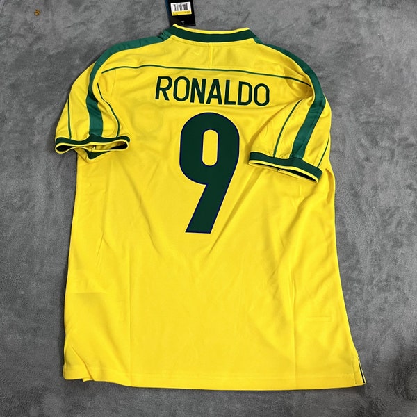 Maillot de football brésilien Ronaldo 9 domicile rétro 1998-1999, maillot de football Ronaldo, maillot de la Ligue des champions Love Ronaldo, cadeau pour fan.