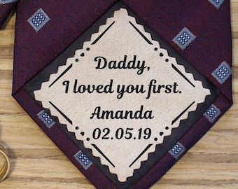 Father tie patch wedding gift for dad from bride personalized patch for father sew on iron on tie label i loved you first