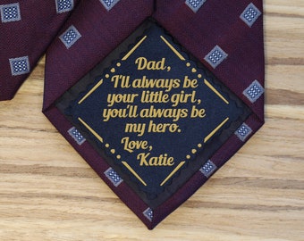 Wedding tie patch for father of the bride personalized gift for dad custom tie patch iron on sew on father of bride gift my hero