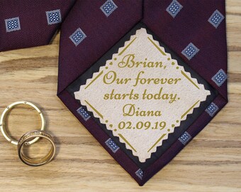 Wedding tie patch for groom from bride personalized gift for groom custom tie patch sew on or iron on custom groom tie patch
