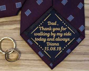 Personalized tie patch for dad wedding gift from bride of the father thank you gift for dad custom wedding label tie patch sew on or iron on