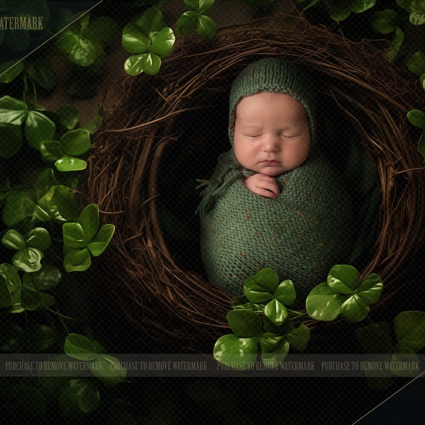 St. Patrick's Day newborn digital background, clover digital background, newborn background, Irish background, 4 leaf clover