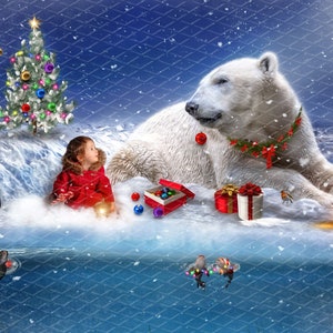 Weihnachten digitaler Hintergrund / Hintergrund, Eisbär Hintergrund, Fotografie zusammengesetzte Hintergrund des Eisbären