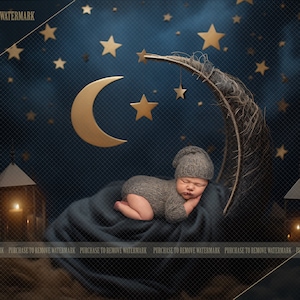 set of 3 Moon newborn digital backgrounds , moon digital backdrop, moon newborn prop, newborn digital, crescent moon digital