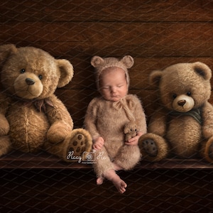 Teddy Bear shelf digital backdrop, Teddy newborn background, Newborn shelf digital background, teddy, wooden shelf, teddy PNG,