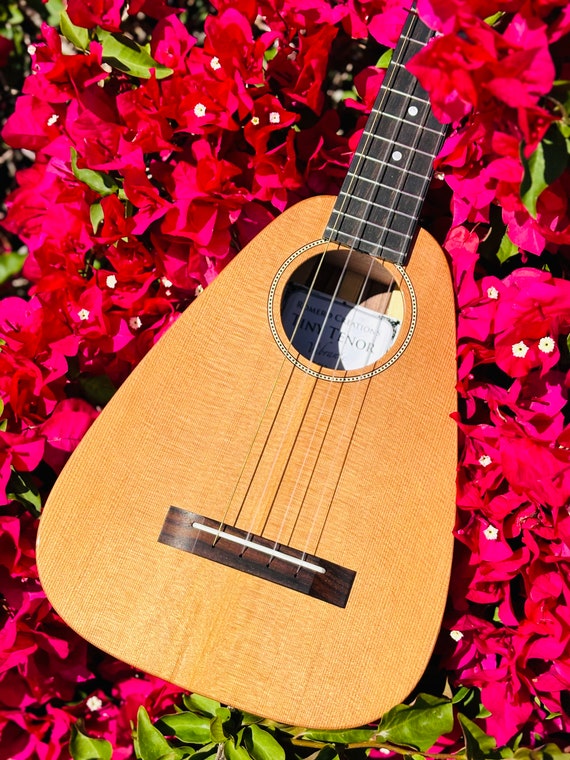 Gorgeous Tiny Tenor Ukulele with Low G Tuning - BUNDLE Includes Case, Shipping, Tuner and More!