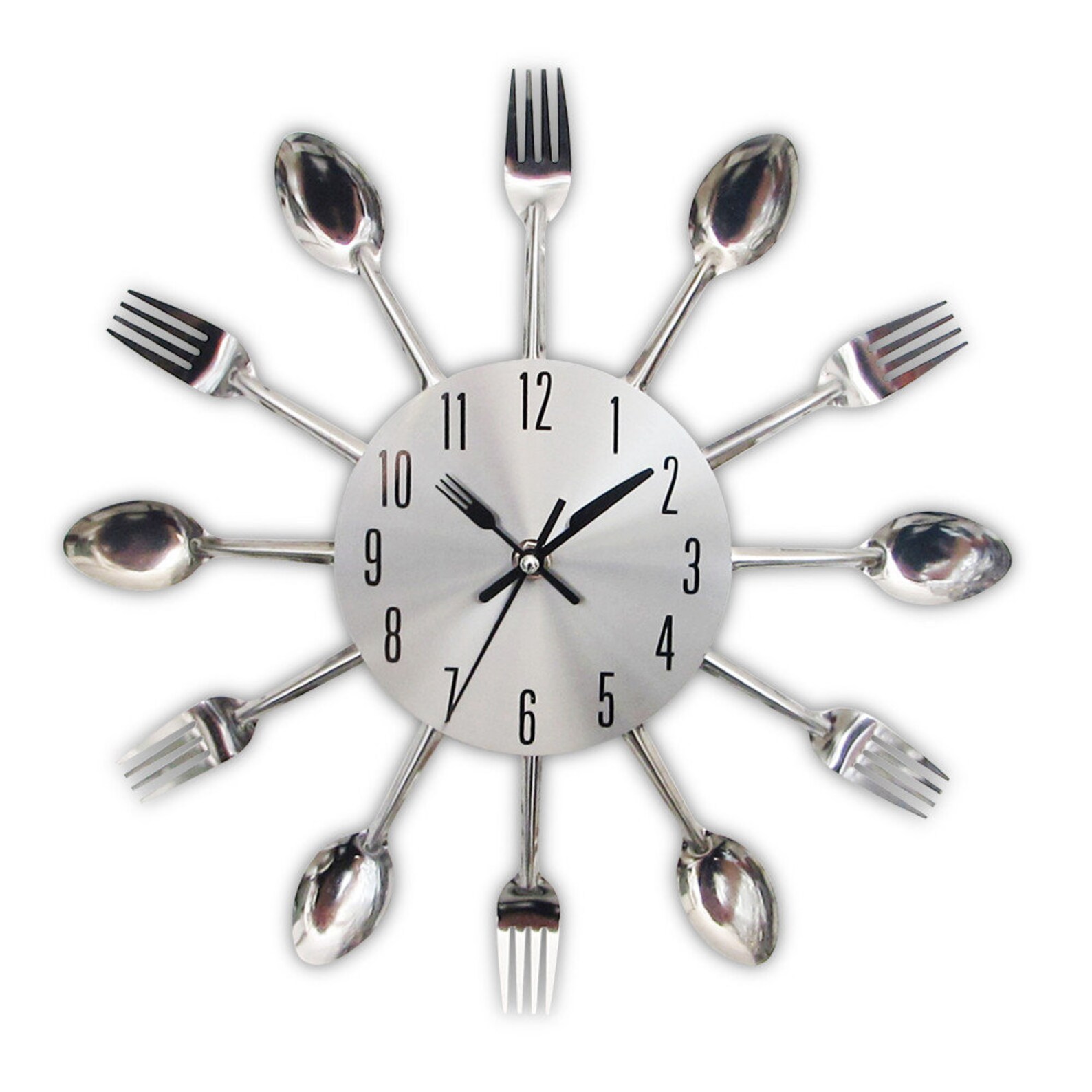 Kitchen wall clock Spoons and forks silver Etsy