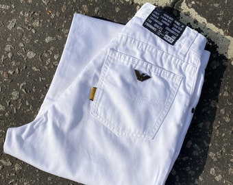 Vintage Armani White Denim Trousers | 80s