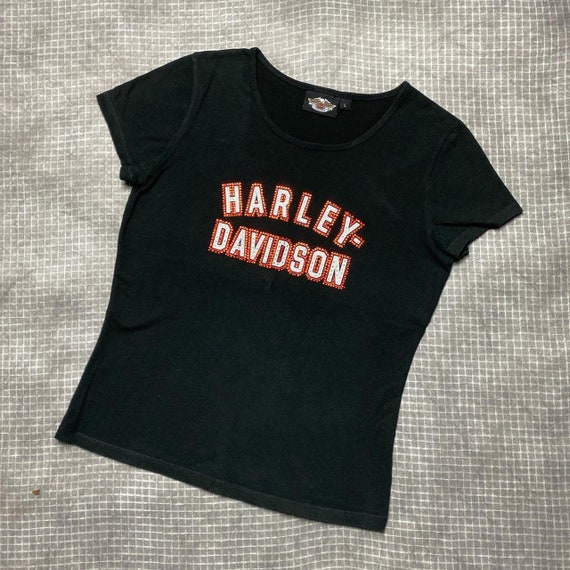 Vintage Harley Davidson Rhinestone Spellout T Shirt Etsy