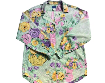 Vintage Kenzo Lightweight Floral Jacket Overshirt | 80s