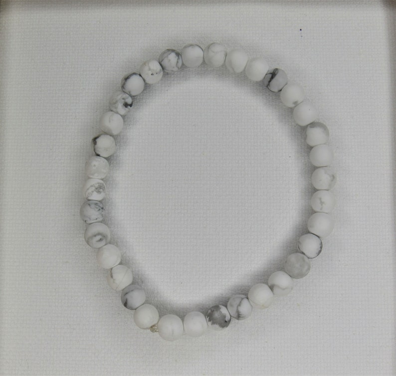White Howlite Raw 6mm beads Spring bracelet image 1