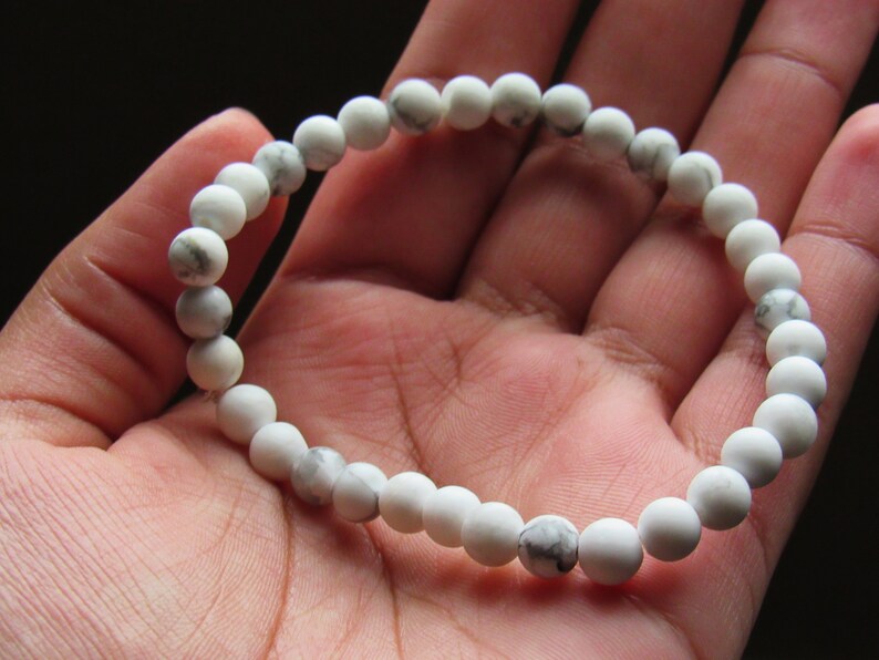 White Howlite Raw 6mm beads Spring bracelet image 2