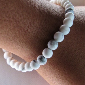 White Howlite Raw 6mm beads Spring bracelet image 4