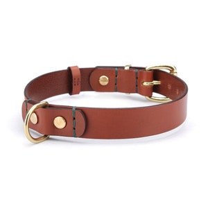 Personalized Leather Dog Collar: Engraved Italian Leather, Brass Detail