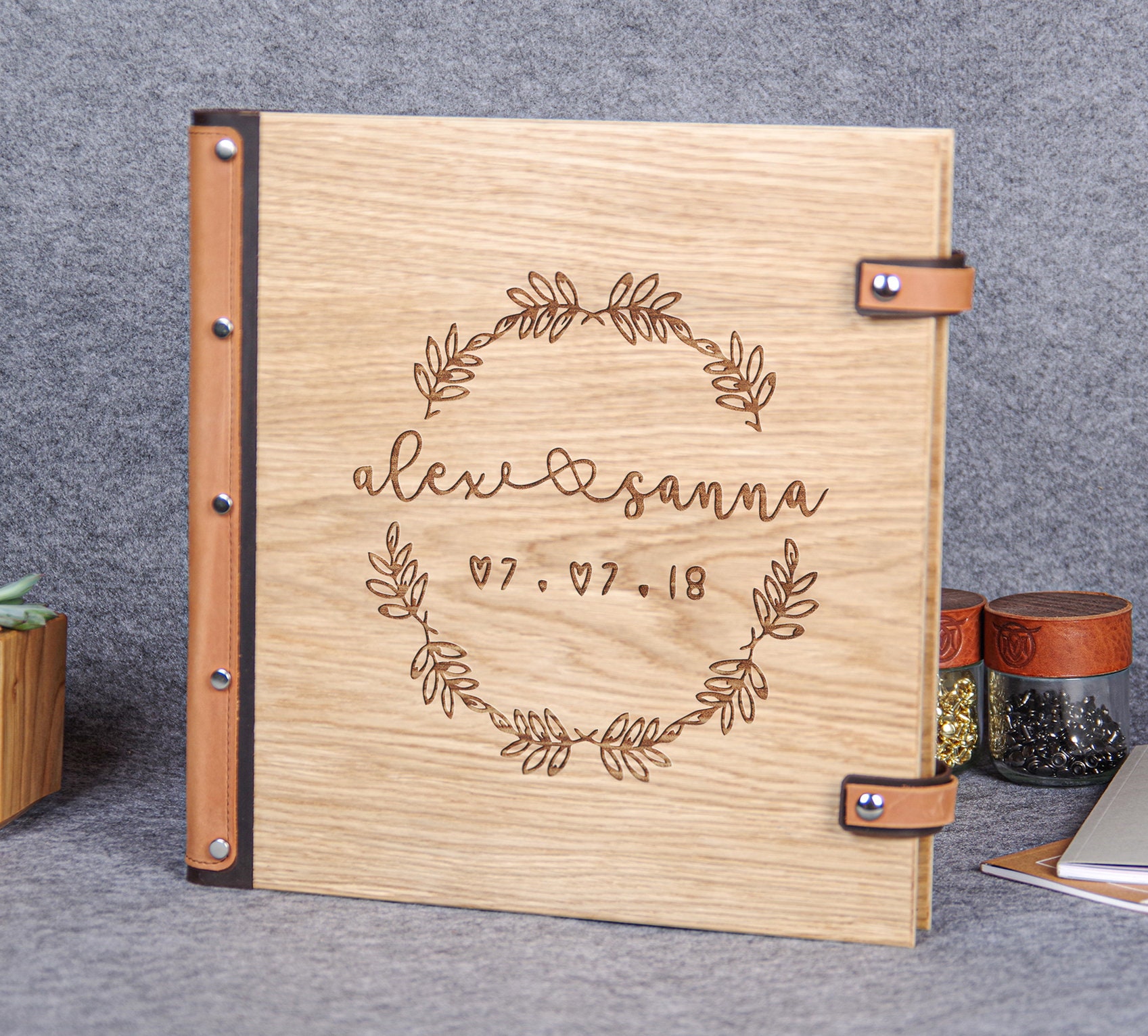 Custom Wedding Photo Album Self Adhesive Album Engraved Wood Etsy Israel