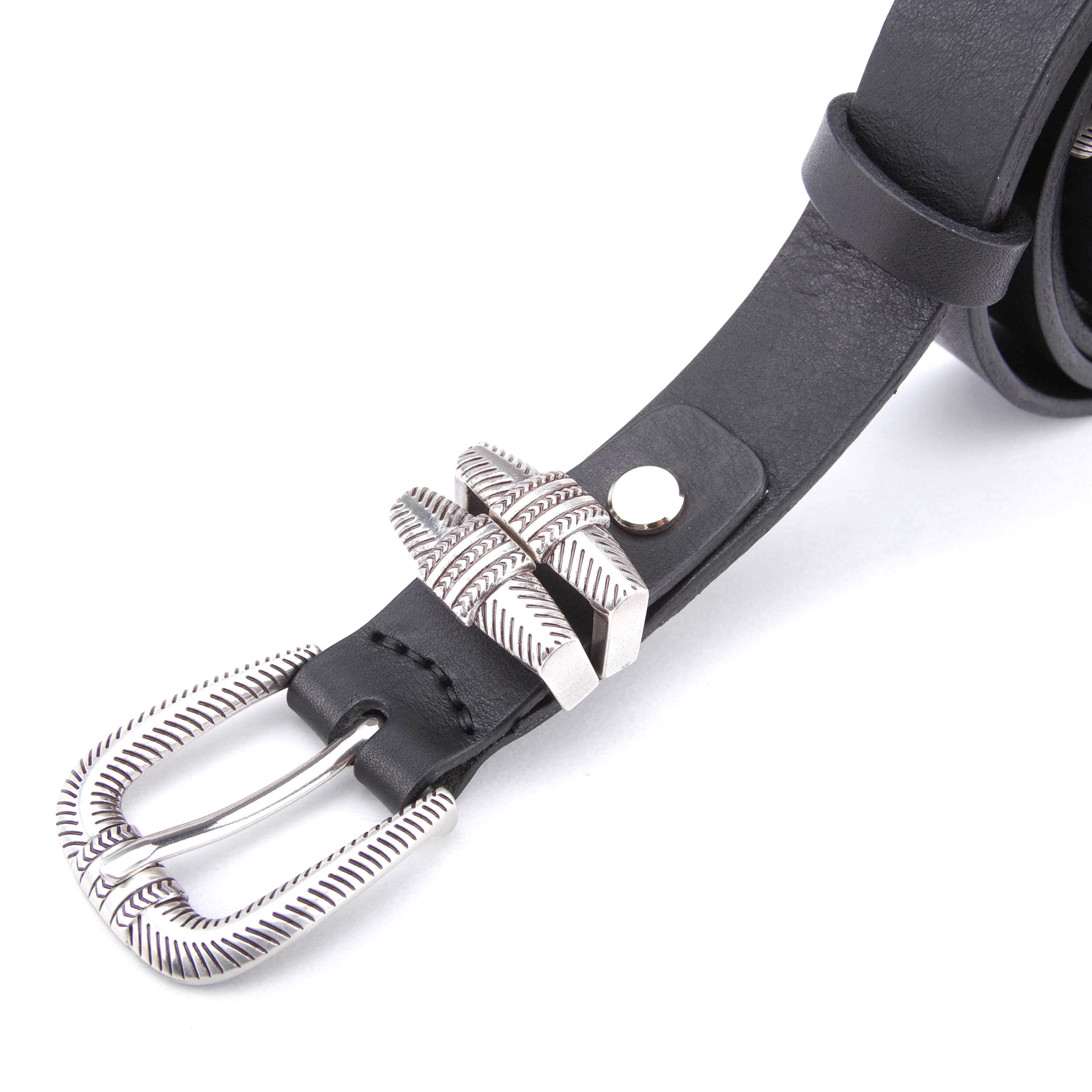 Vintage Western Black Silver Wide Leather Disc Belt NWT Buy Black Wide Western Belt For Men With Silver Buckle - Capo main image 4