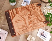 Personalized Wedding Photo Album, Anniversary Gift for Couple, Wooden Scrapbook