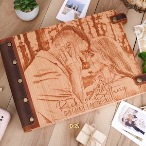 Wedding Anniversary personalized sentimental gift, scrapbook album, wooden photo album, wedding gift for couple, guest book
