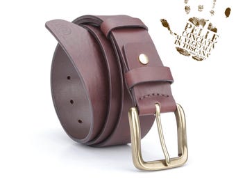 Brown Leather Belt, Custom Handmade Leather Belt, Anniversary Gift Husband