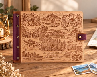 New Zealand Photo Album, Our Adventure Book for Couples, Personalized Wooden Travel Album, Adventure Scrapbook, Travel Memory Book