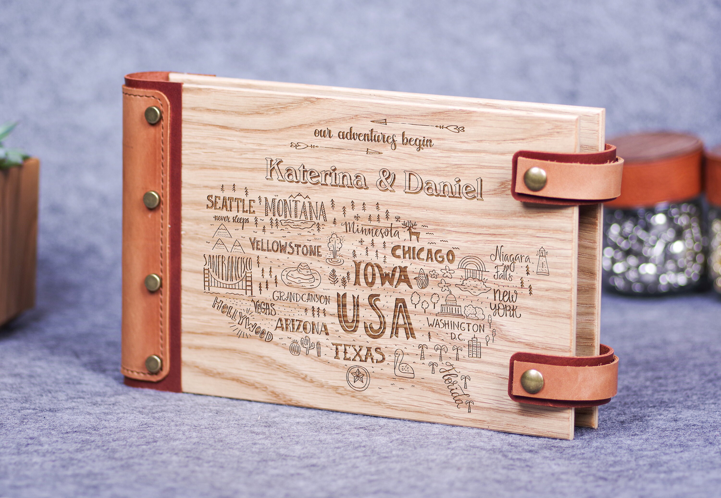 Honeymoon Scrapbook Personalized Photo Album Our Adventure Etsy