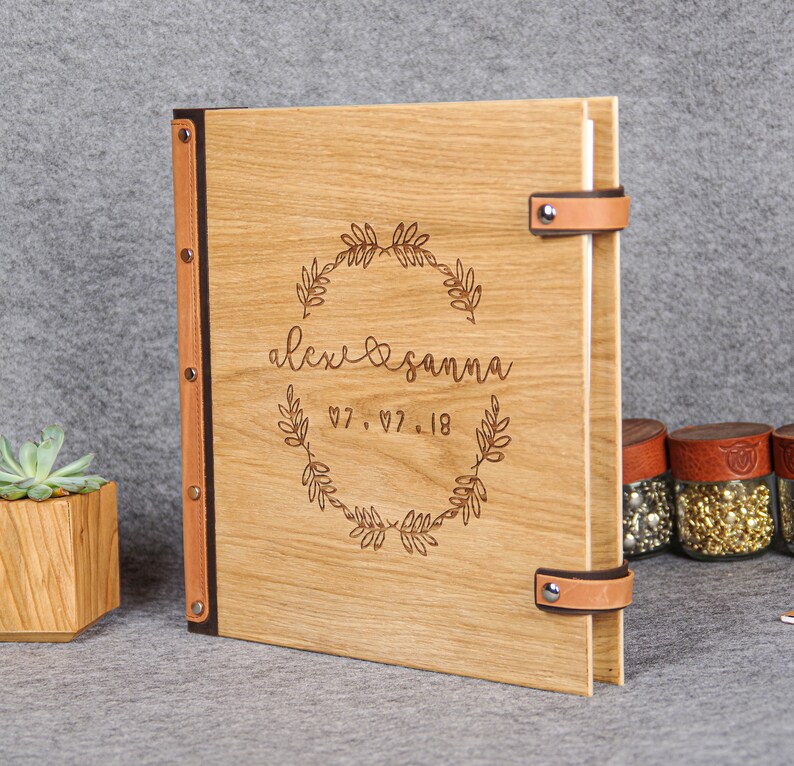 Custom Wedding Photo Album Self adhesive album Engraved Wood Etsy