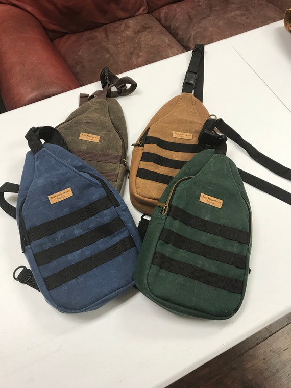 waxed canvas sling bag