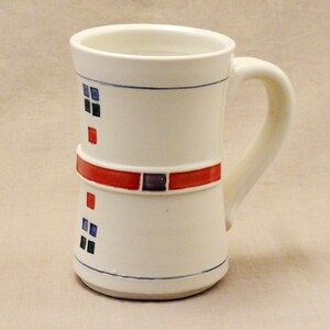 Prairie Squares Mug, 8 ounce size, Arts and Crafts Cup, Mission Style, Porcelain Pottery