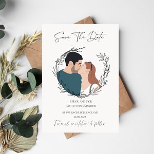 Personalised Wedding Save The Date / Wedding Invites / Custom Save The Date / Save The Date Card Illustration / Minimalist Save The Date