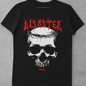 Alternative Nu Goth Clothing Women Men Aesthetic - Disaster Skull Graphic T-Shirt