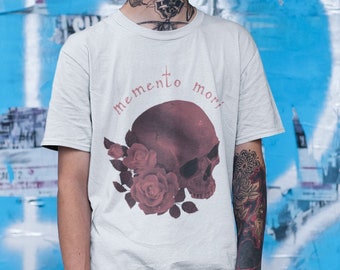 Alternative Nu Goth Clothing Style Shirts Women, Men Aesthetic - Memento Mori Skull T-Shirt