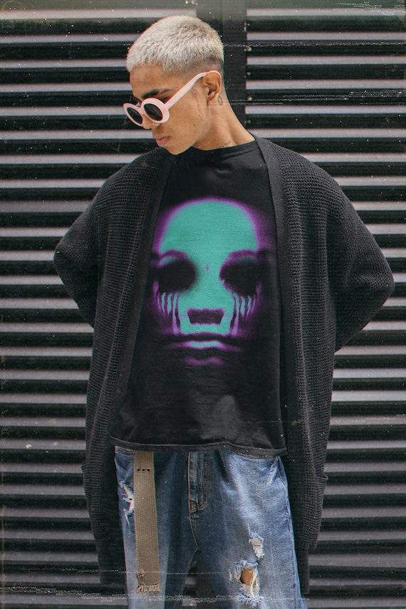 Gothic Y2k T-Shirt, Streetwear Tee, Grunge Graphic Print Punk T-Shirt