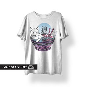 Japanese Streetwear, Japanese Shirt, Japanese Clothing, Japanese Art Shirt, Indie Clothing, Retro Japanese Shirt Japan Ramen Wolf T-Shirt