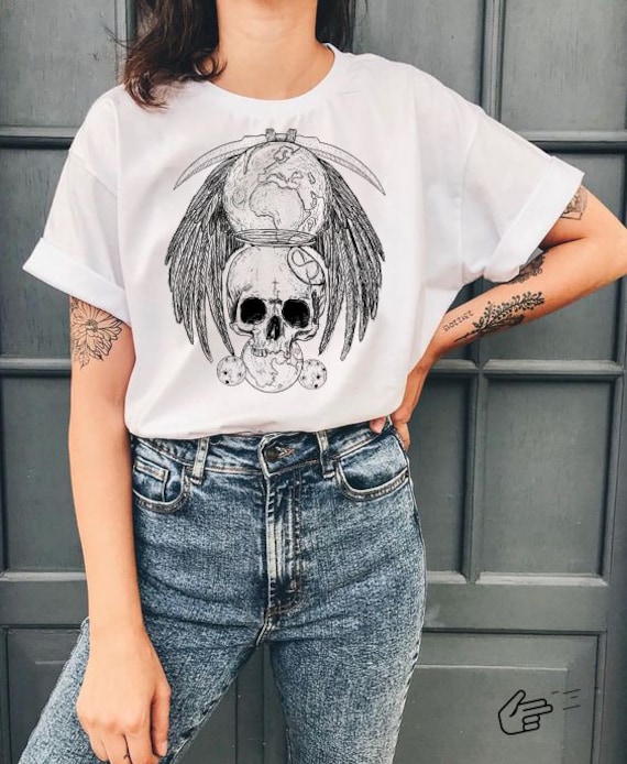 Alternative Clothing - Occult Streetwear Graphic Unisex Skull T-Shirt - SAVIOR