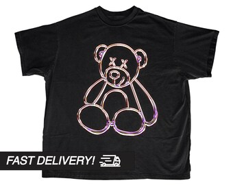 Camisa Y2k, Camiseta Harajuku Urso Cromado, Camiseta Punk Goth, Camiseta Streetwear, Roupas Alternativas, Camisa Gráfica Y2k
