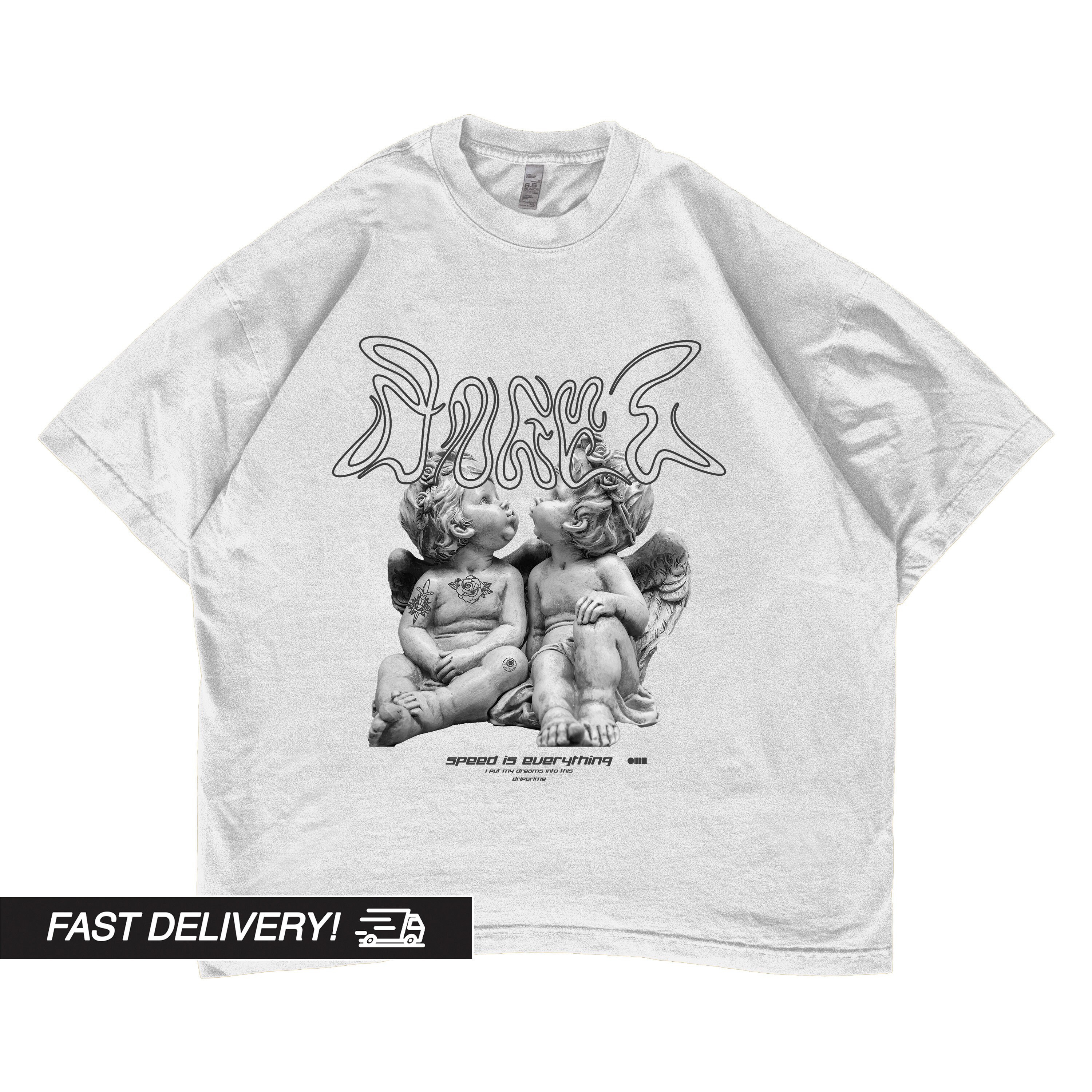 Angels Y2k Shirt, Oversized Harajuku Tee, Goth Punk T-shirt
