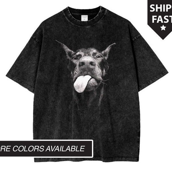Dobermann Y2k Shirt, Y2k Top, Streetwear Shirt, Alternative Kleidung, Hundedruck T-Shirt, Unisex Grunge Goth Shirt, Harajuku Grafik T-Shirt