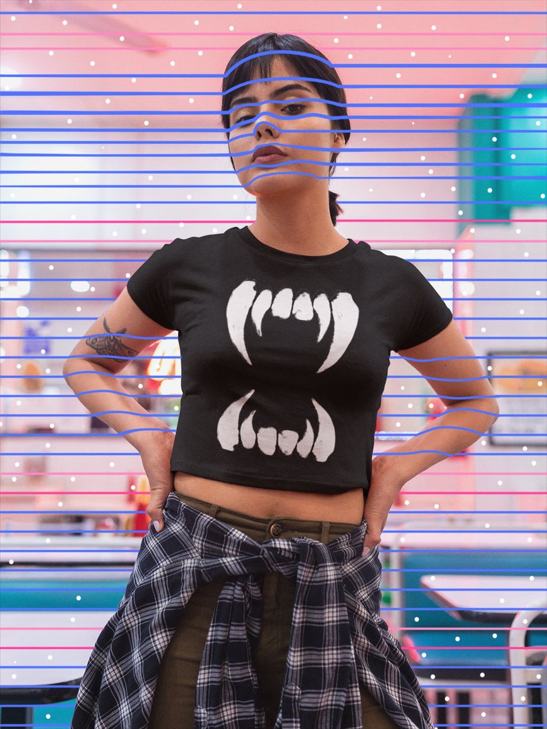 Alternative Clothing Women Crop Top Vampire Aesthetic Organic Crop Tee